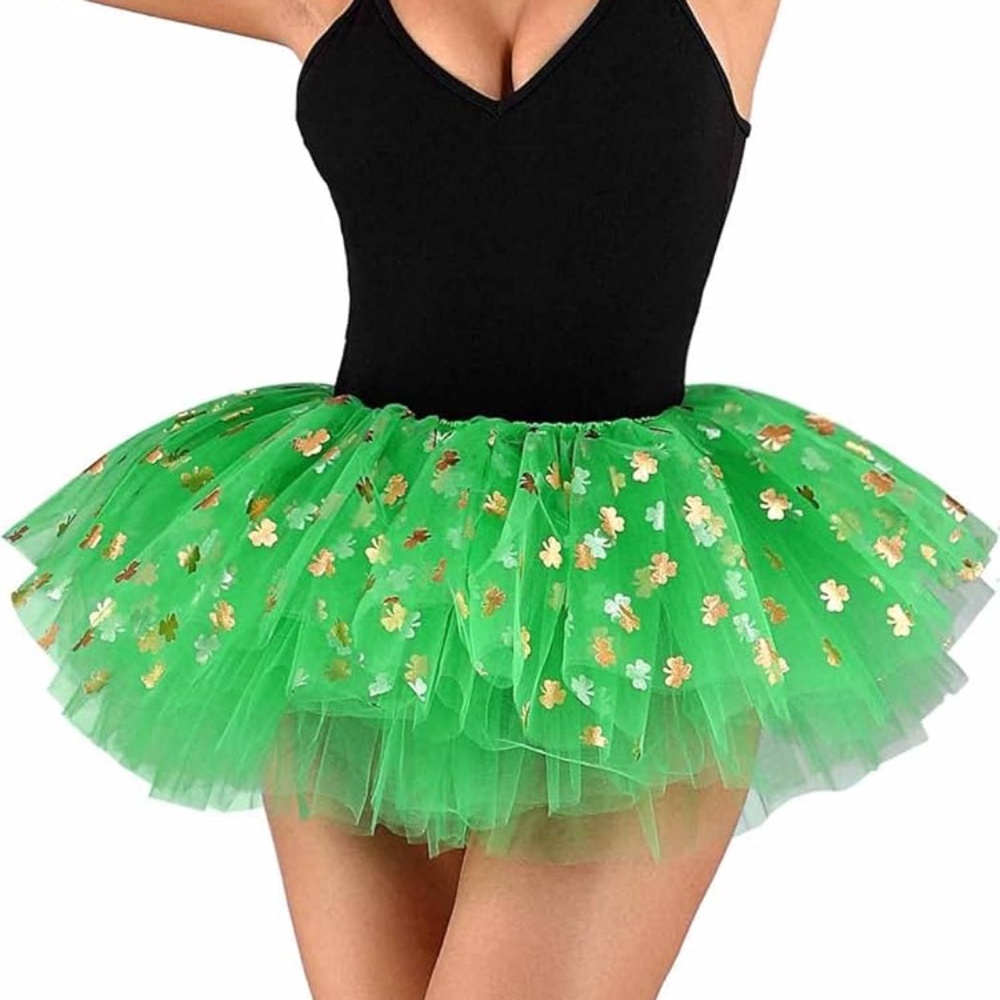 Green Clover Tutus Skirt Women Halloween  Costume OS